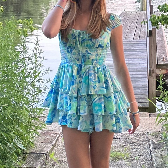 Bright Patterned Mini Dress/Romper - Picture 5 of 5